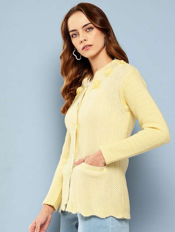 women self designed long sleeves cardigan - 21673198 -  Standard Image - 1