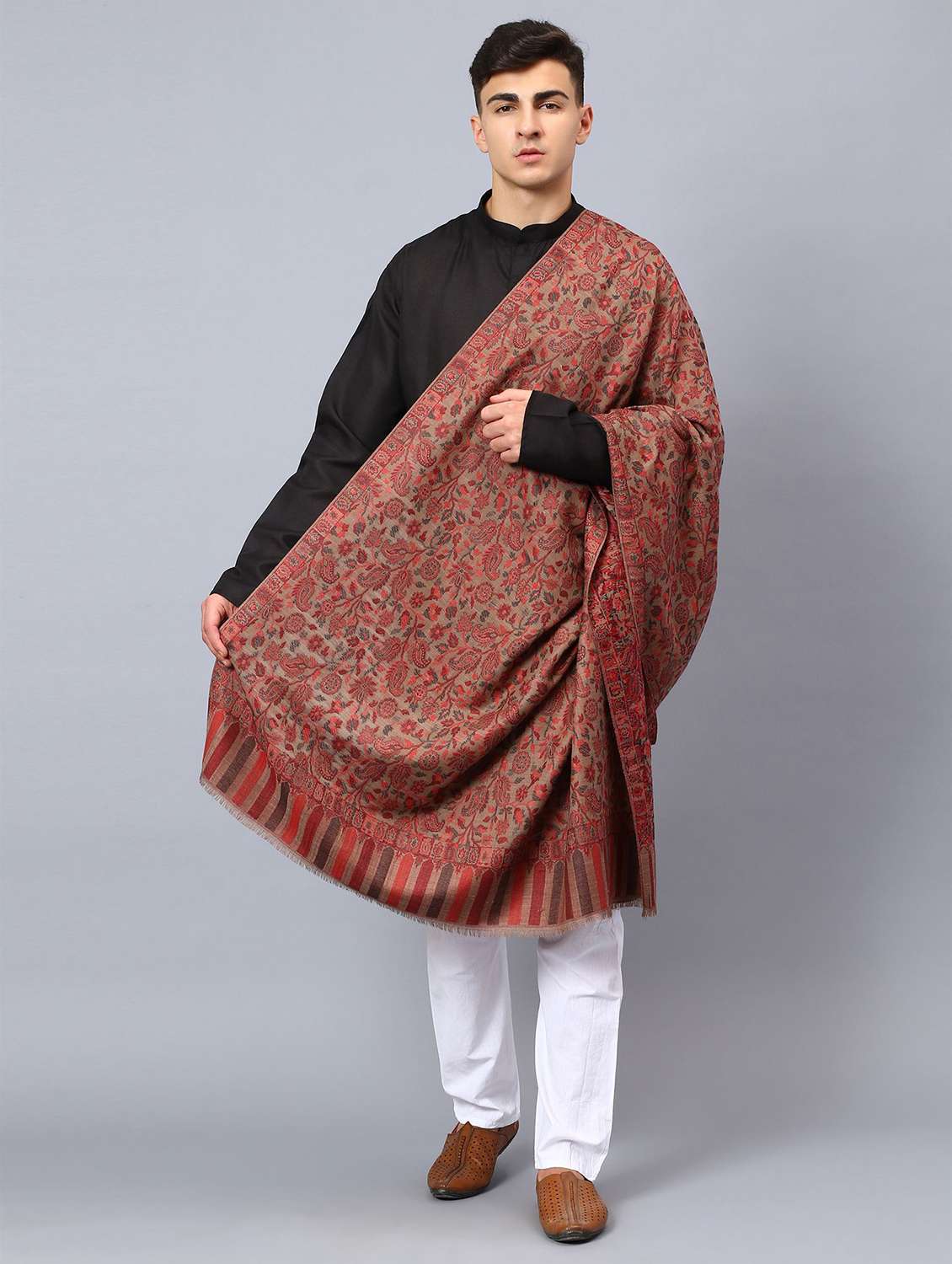 men elegant self design shawl - 21673212 -  Standard Image - 1