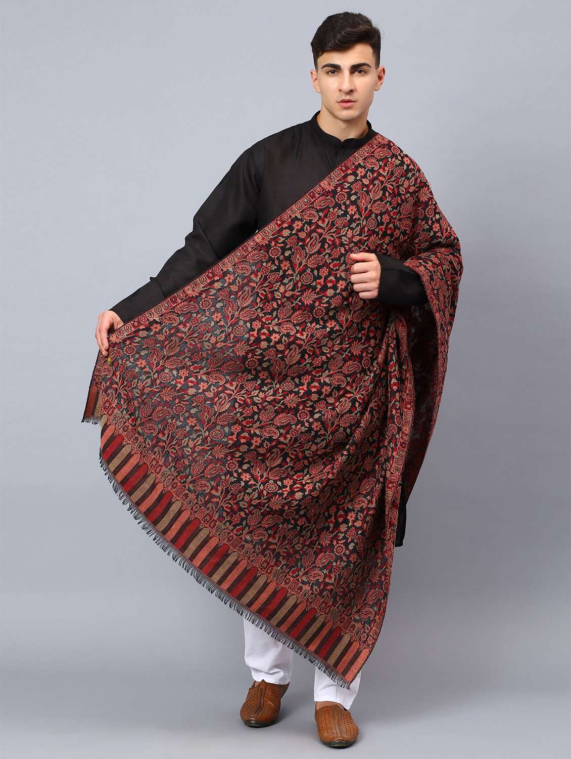 men elegant self design shawl - 21673215 -  Standard Image - 1