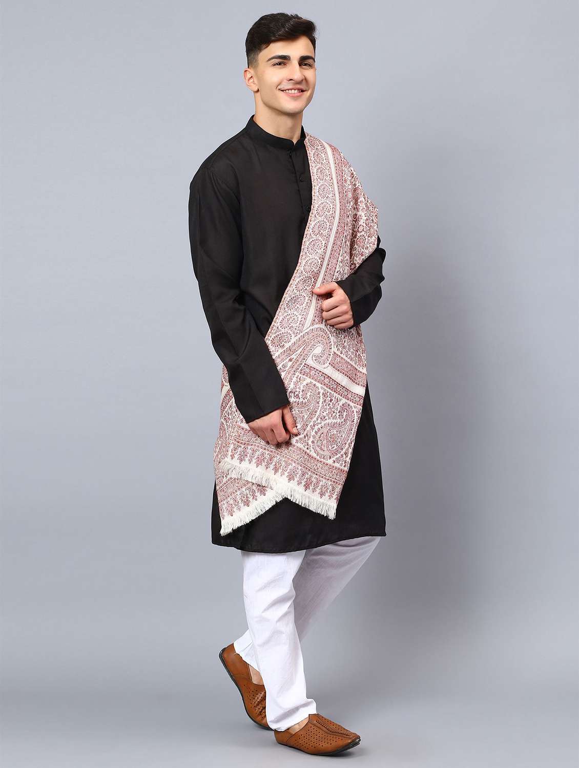 men elegant self design shawl - 21673217 -  Standard Image - 1