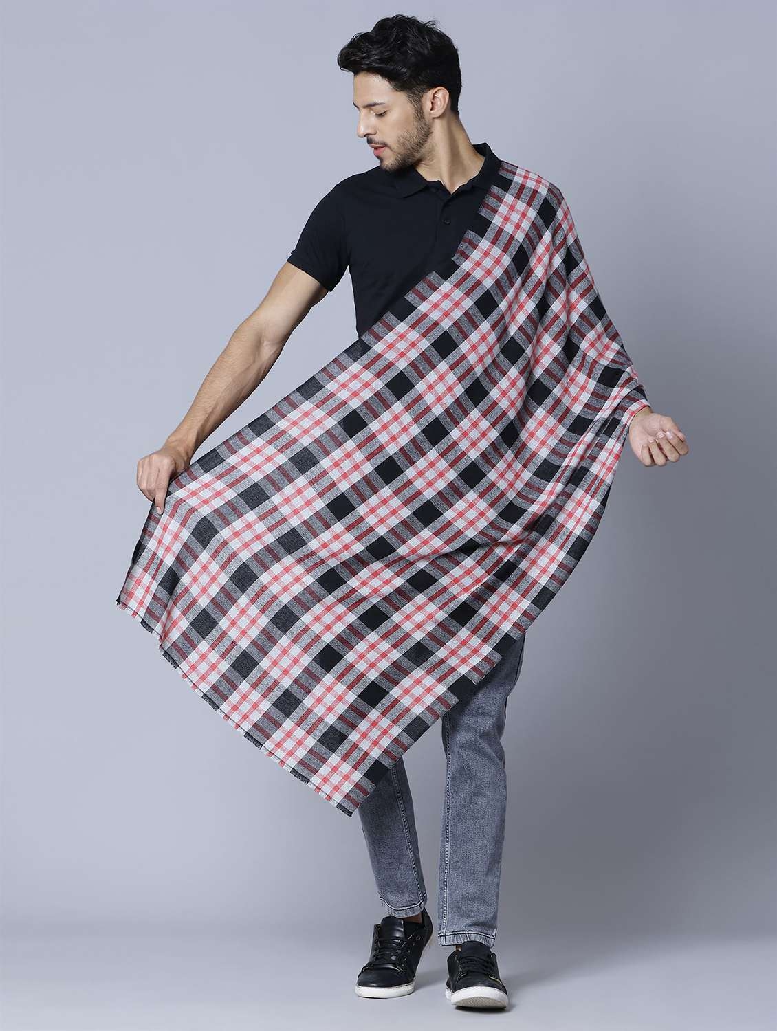 men elegant checkered shawl - 21673219 -  Standard Image - 1
