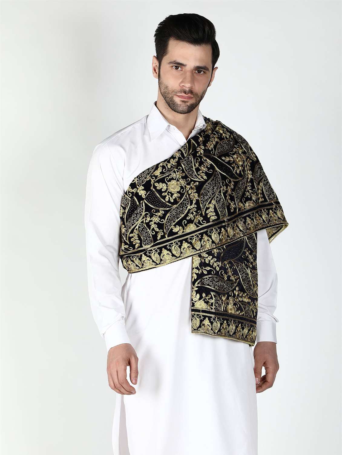 men elegant self design shawl - 21673241 -  Standard Image - 4