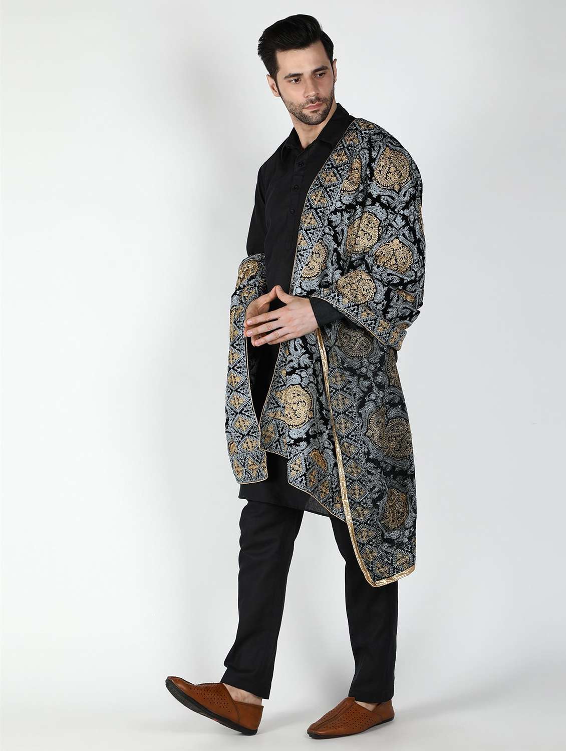 men elegant self design shawl - 21673242 -  Standard Image - 1