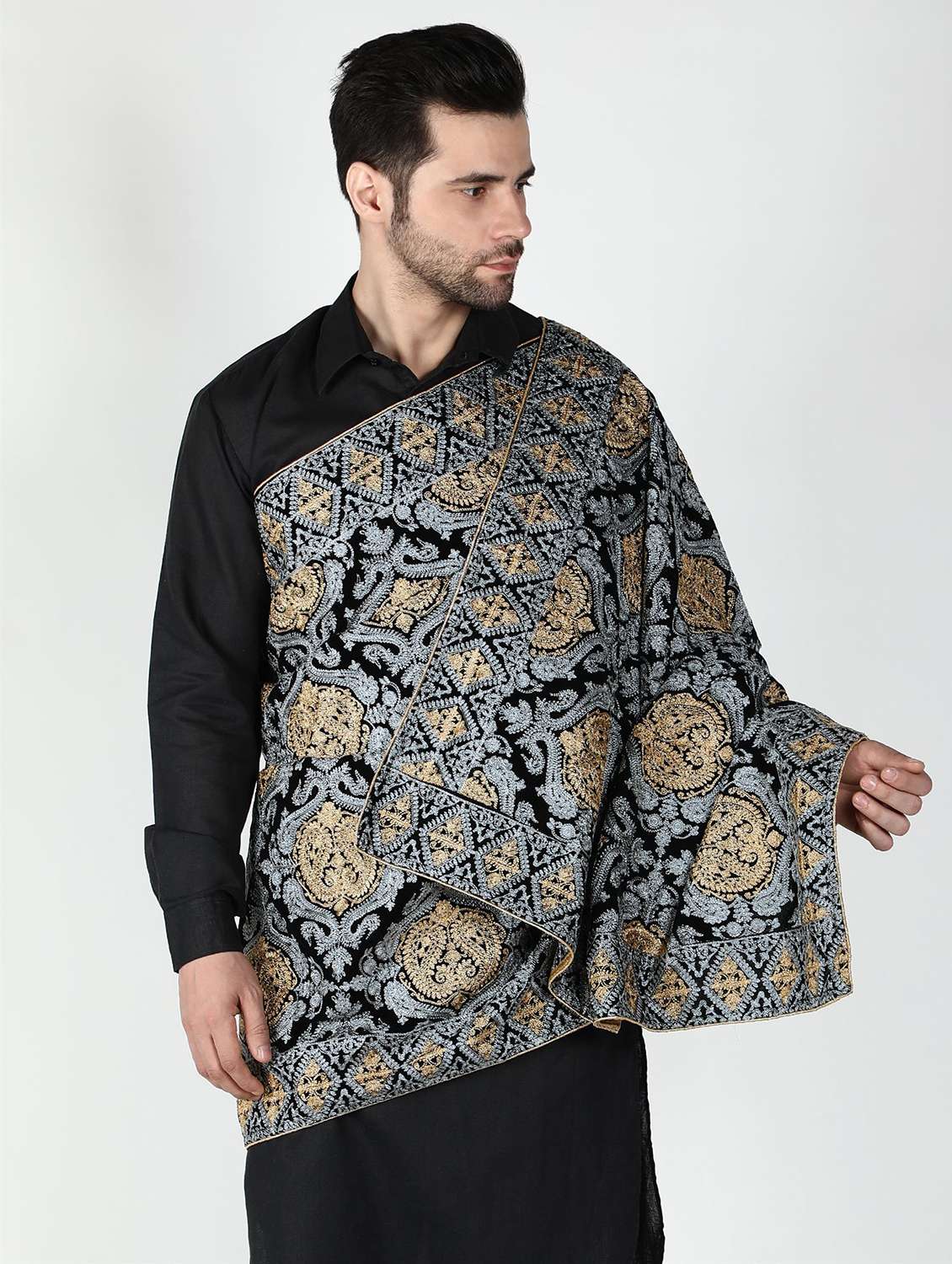 men elegant self design shawl - 21673242 -  Standard Image - 4