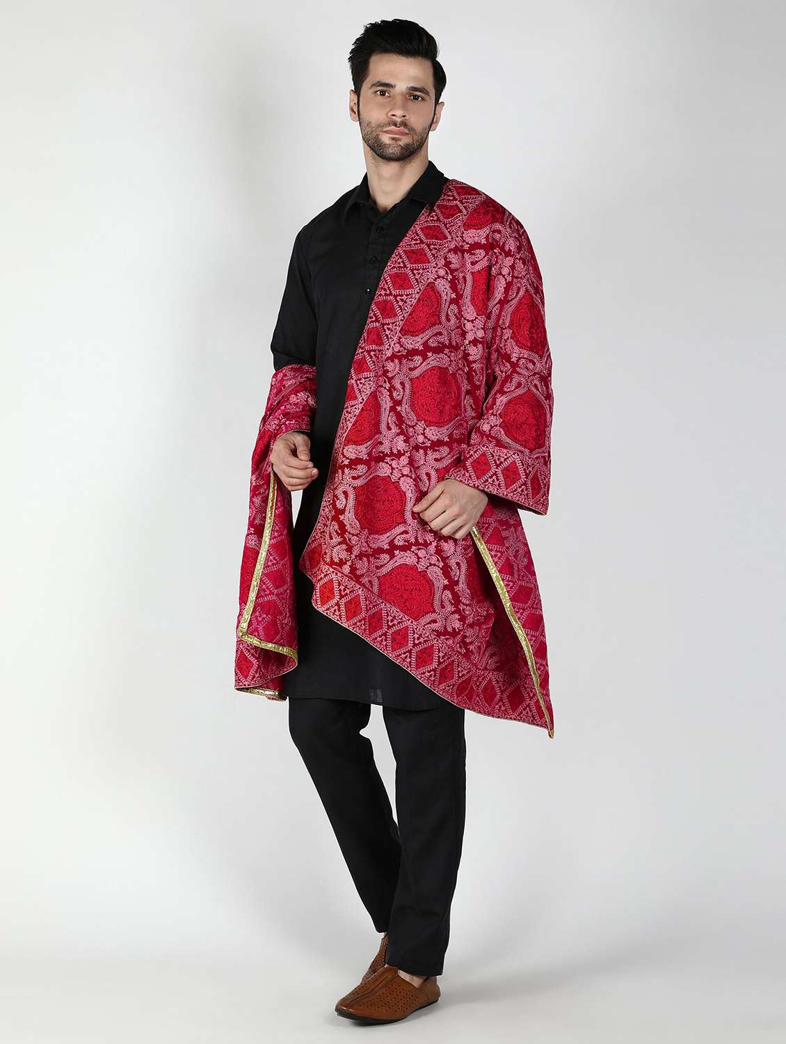 men elegant self design shawl - 21673246 -  Standard Image - 1