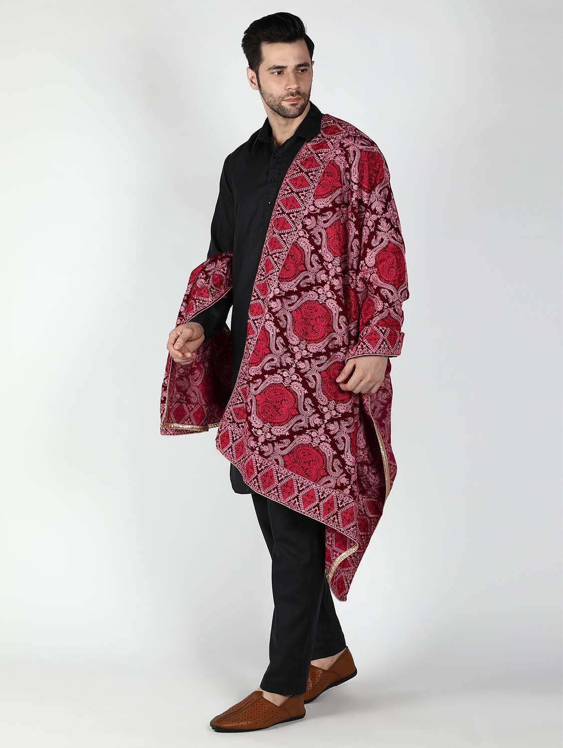 men elegant self design shawl - 21673247 -  Standard Image - 1