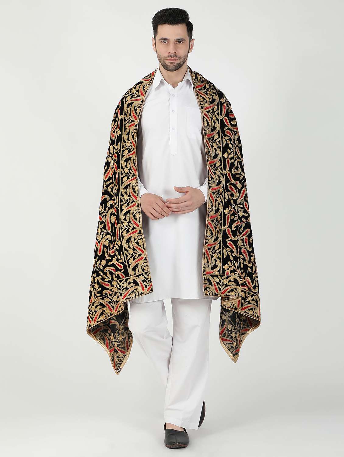 men elegant self design shawl - 21673260 -  Standard Image - 4