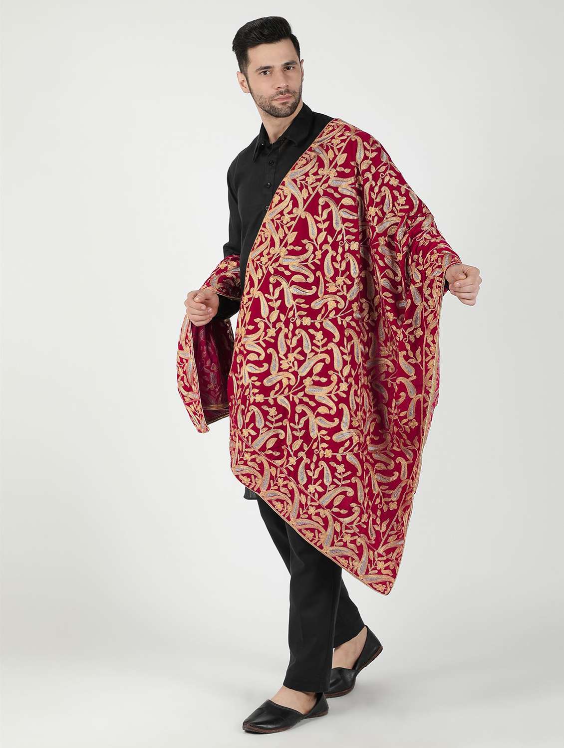 men elegant self design shawl - 21673264 -  Standard Image - 1