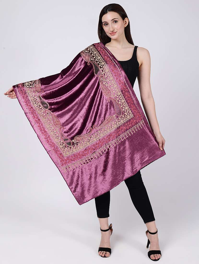 women embroidered velvet shawl - 21673276 -  Standard Image - 1