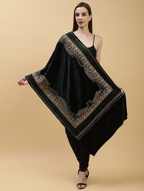 women embroidered velvet shawl - 21673277 - Standard Image - 0