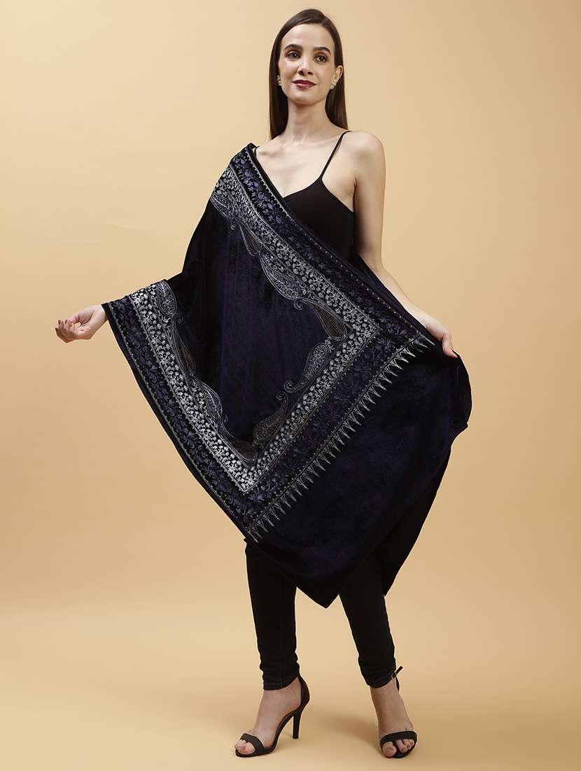 women embroidered velvet shawl - 21673283 -  Standard Image - 1
