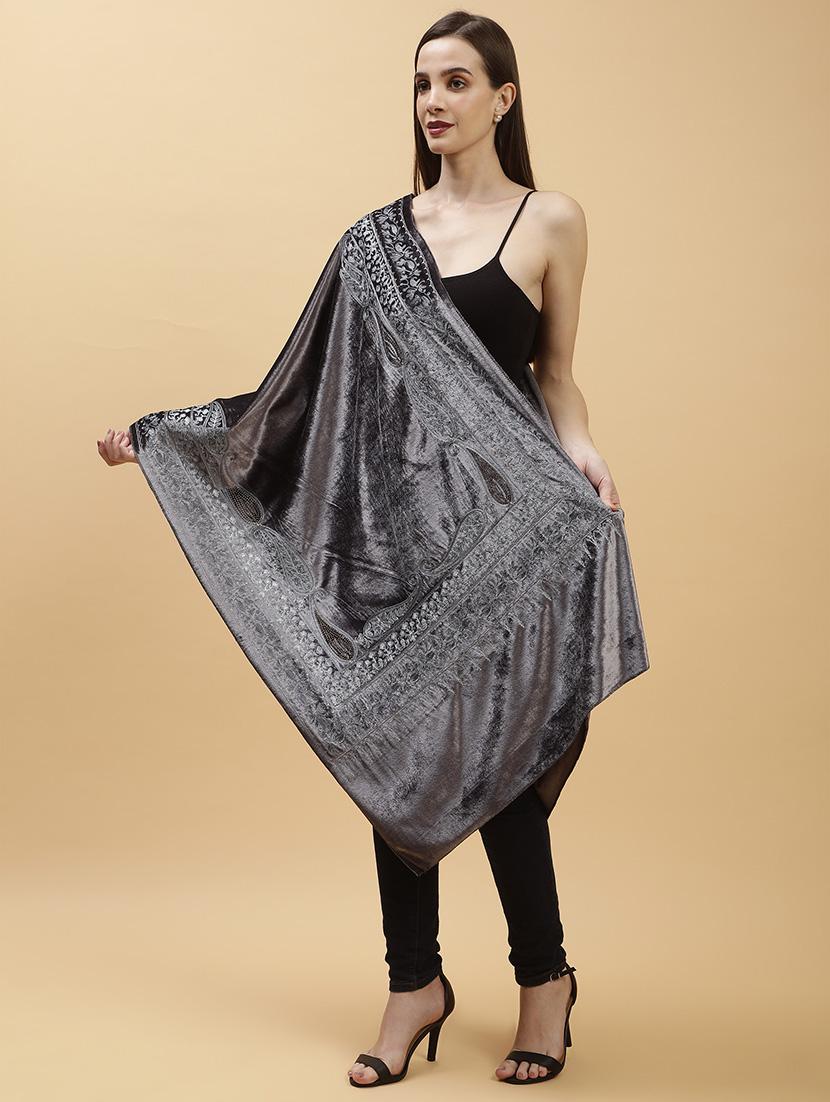 women embroidered velvet shawl - 21673286 -  Standard Image - 1