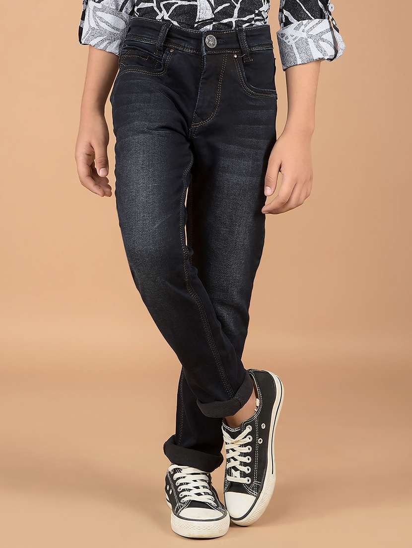 boys solid mid rise jeans