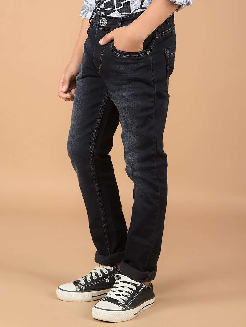 boys solid mid rise jeans - 21673294 -  Standard Image - 1