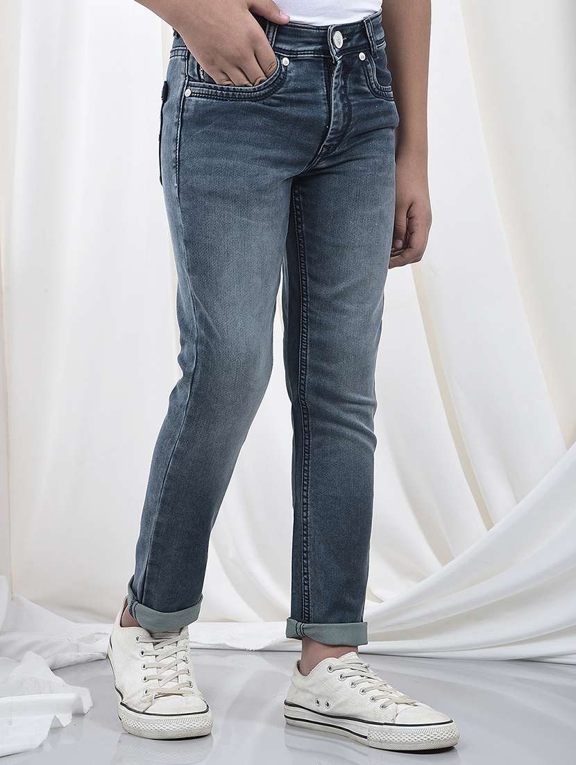 boys solid mid rise jeans - 21673296 -  Standard Image - 1