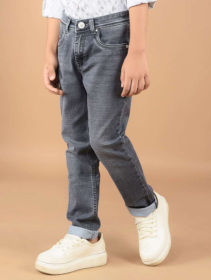 boys solid mid rise jeans - 21673297 - Standard Image - 1