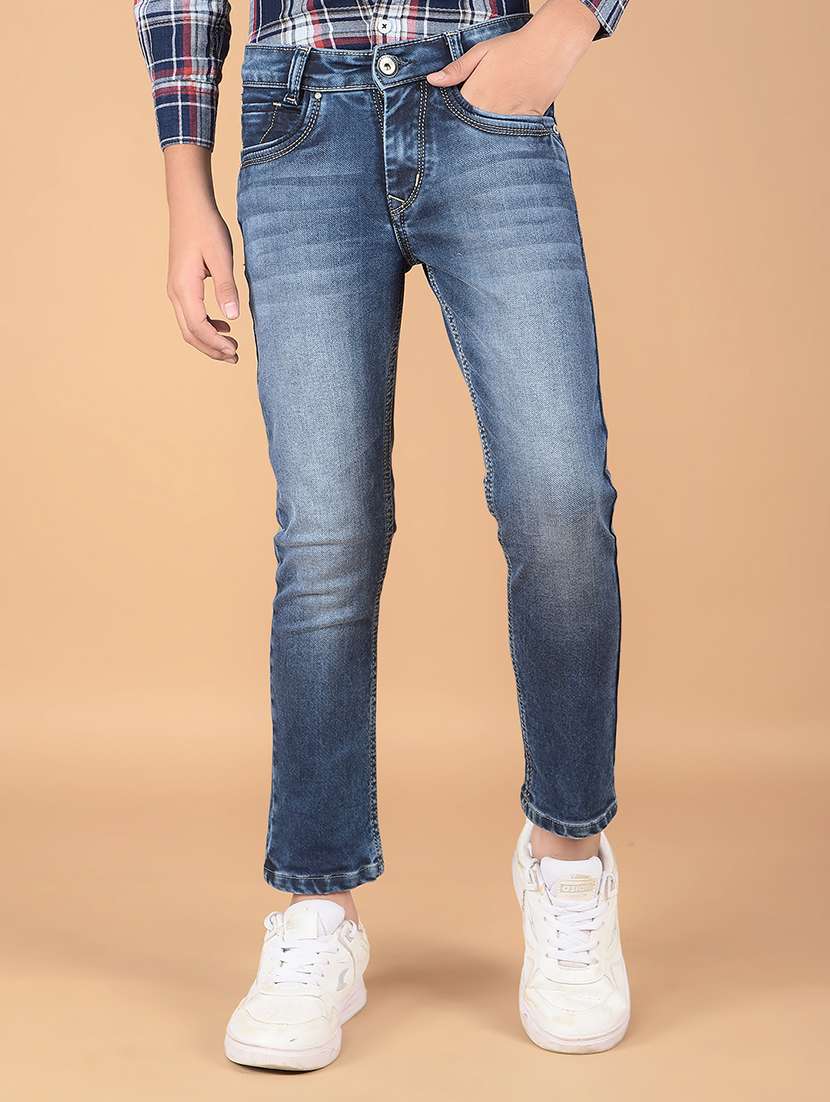 boys solid mid rise jeans