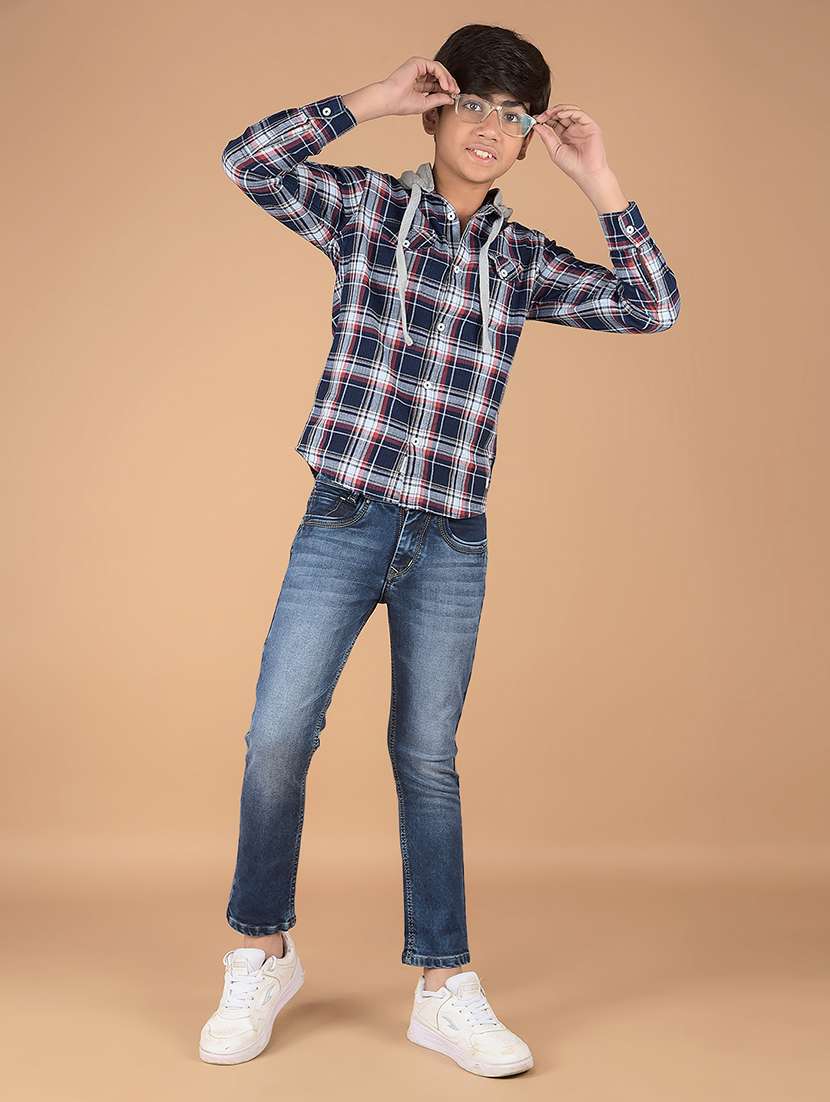 boys solid mid rise jeans - 21673298 -  Standard Image - 4
