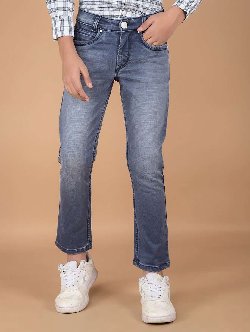 boys solid mid rise jeans