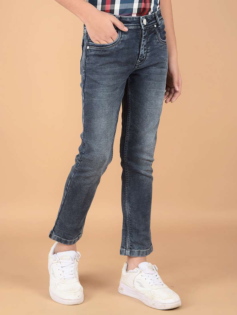 boys solid mid rise jeans - 21673302 -  Standard Image - 1