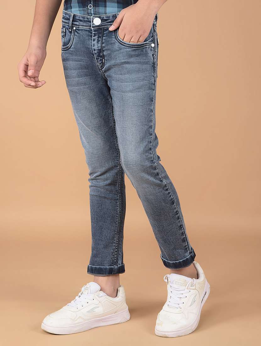 boys solid mid rise jeans - 21673303 -  Standard Image - 1