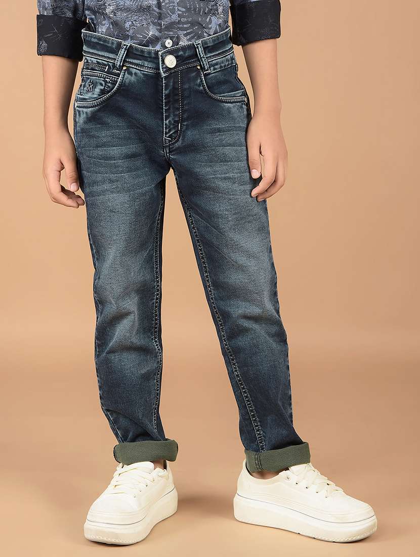 boys solid mid rise jeans