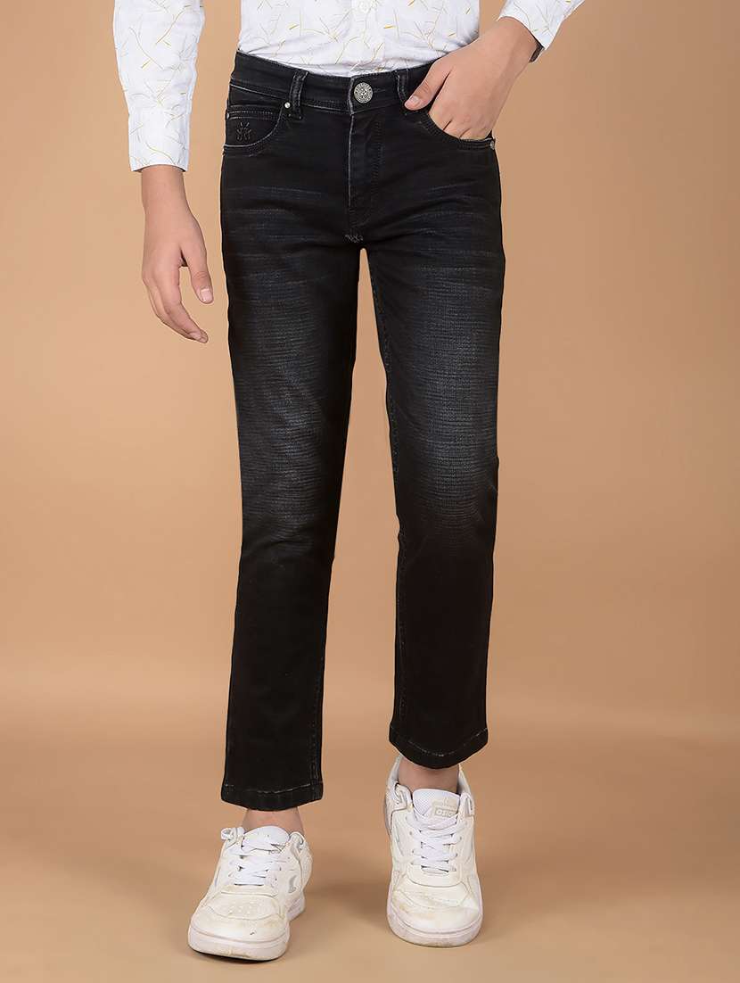 boys solid mid rise jeans