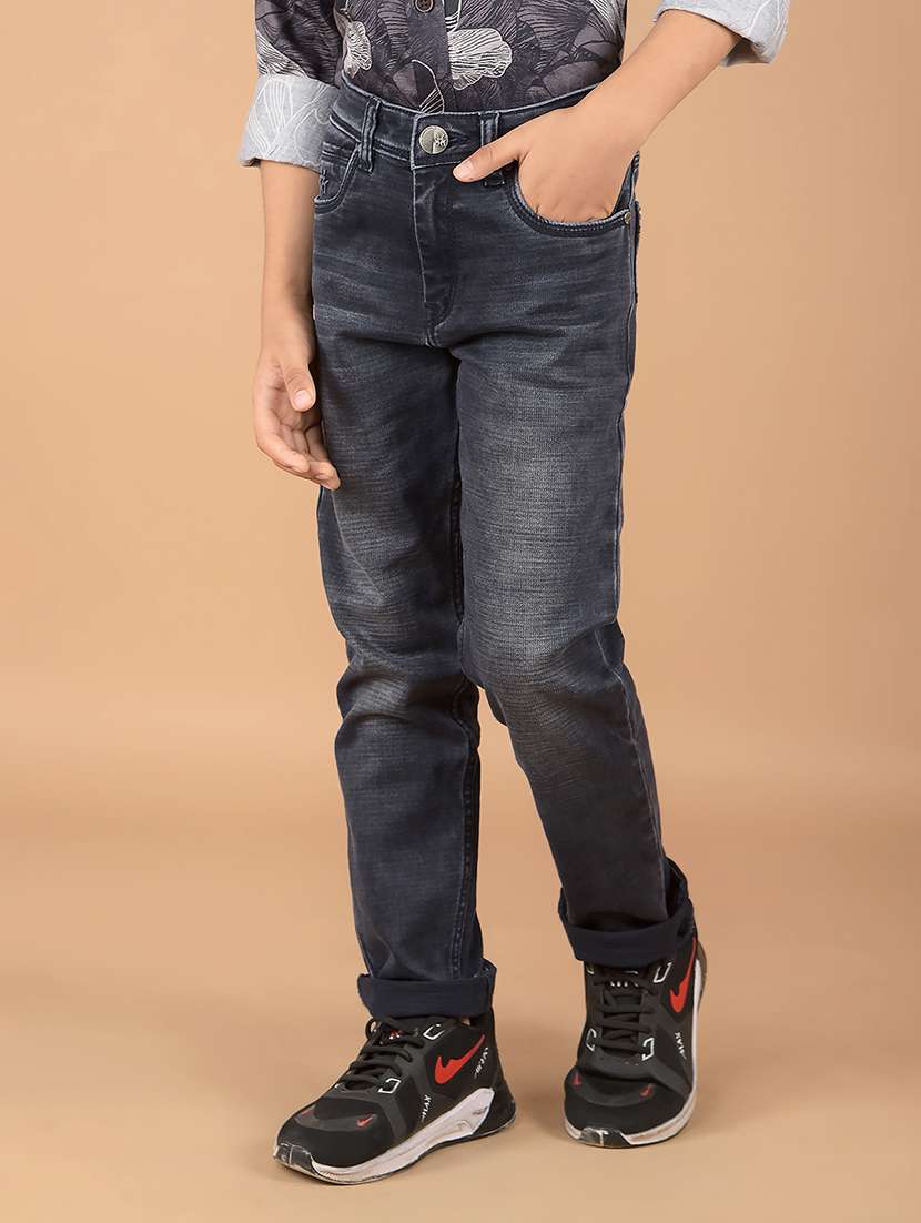 boys solid mid rise jeans - 21673311 -  Standard Image - 1