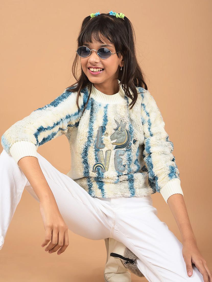 girls long sleeve self design sweatshirt - 21673387 - Standard Image - 4