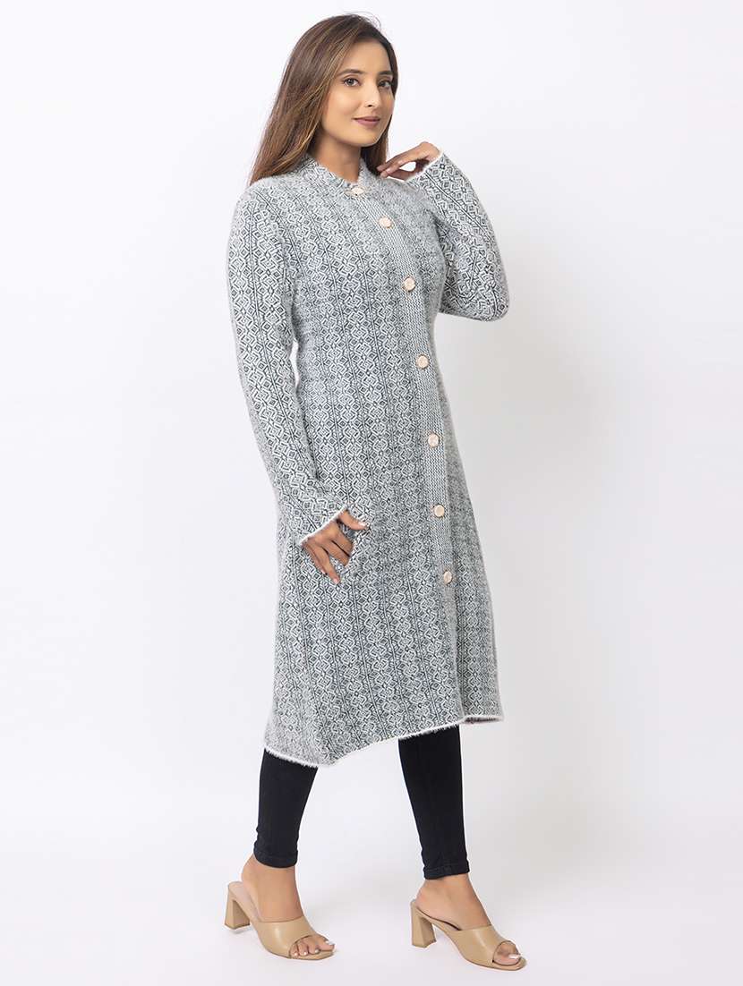 women self designed long sleeves cardigan - 21673392 -  Standard Image - 1