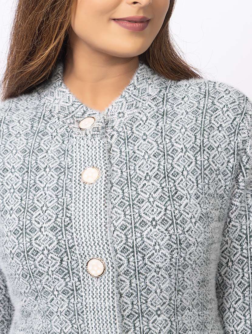 women self designed long sleeves cardigan - 21673392 -  Standard Image - 4