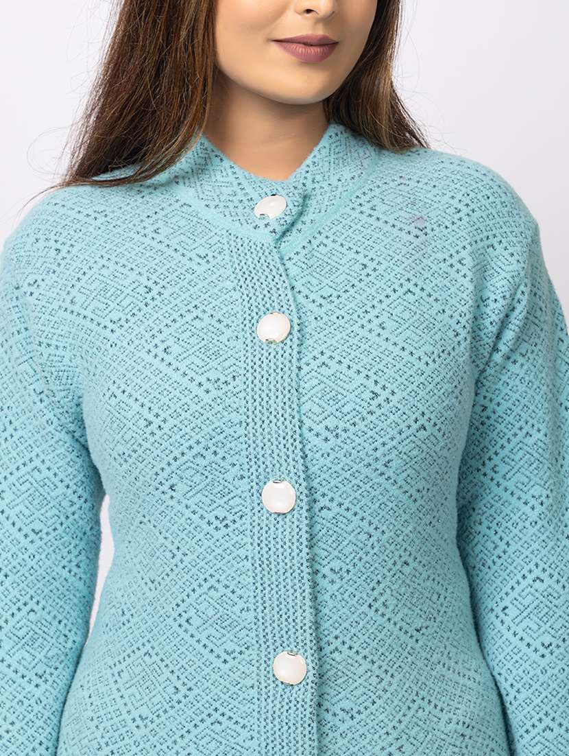 women self designed long sleeves cardigan - 21673393 - Standard Image - 4