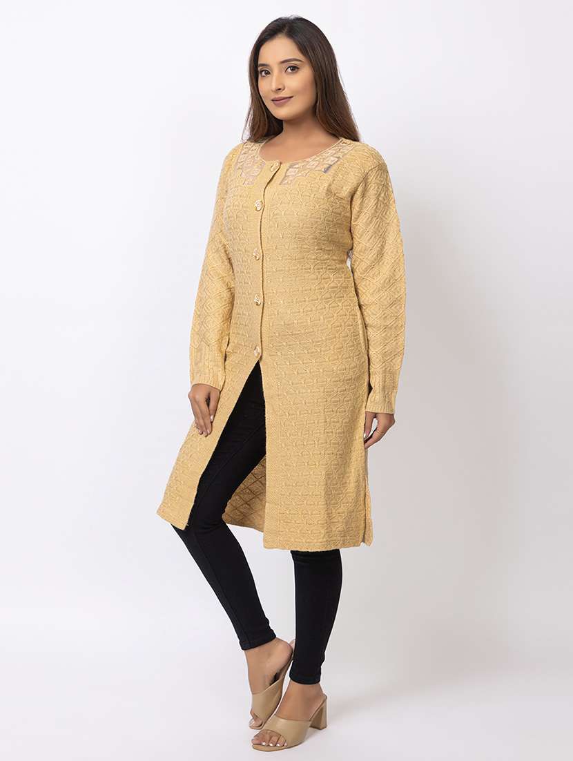women self designed long sleeves cardigan - 21673395 -  Standard Image - 1