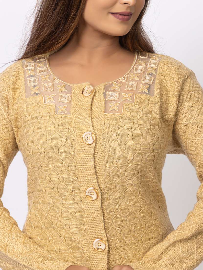 women self designed long sleeves cardigan - 21673395 -  Standard Image - 4