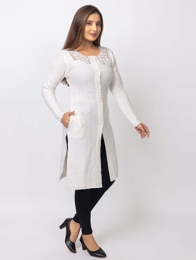 women self designed long sleeves cardigan - 21673397 -  Standard Image - 1