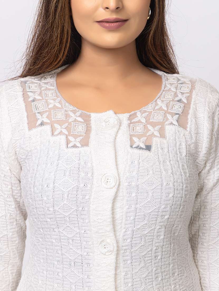 women self designed long sleeves cardigan - 21673397 - Standard Image - 4