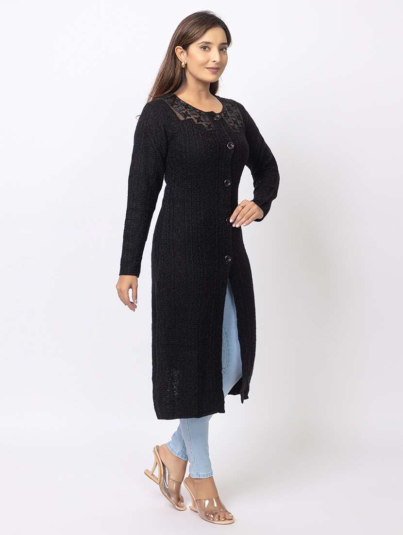 women self designed long sleeves cardigan - 21673399 - Standard Image - 1