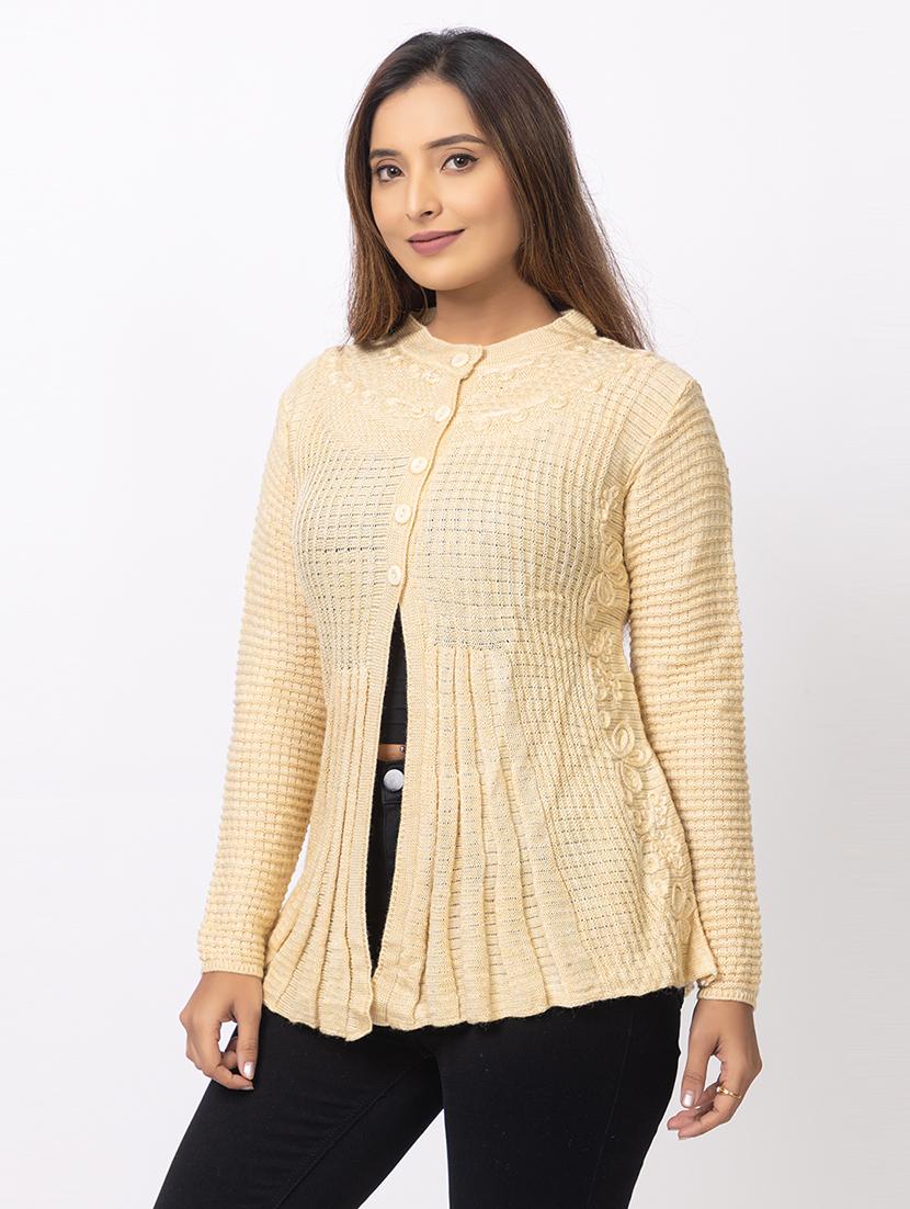 women self designed long sleeves cardigan - 21673400 - Standard Image - 1