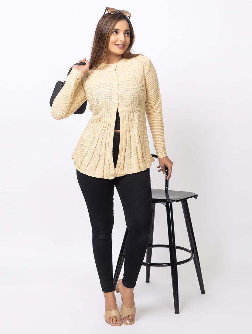 women self designed long sleeves cardigan - 21673400 - Standard Image - 4