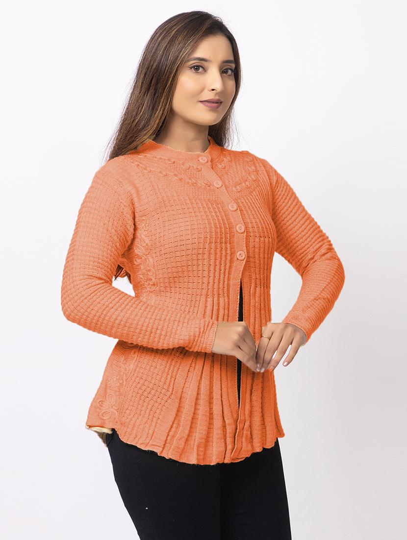 women self designed long sleeves cardigan - 21673403 - Standard Image - 1