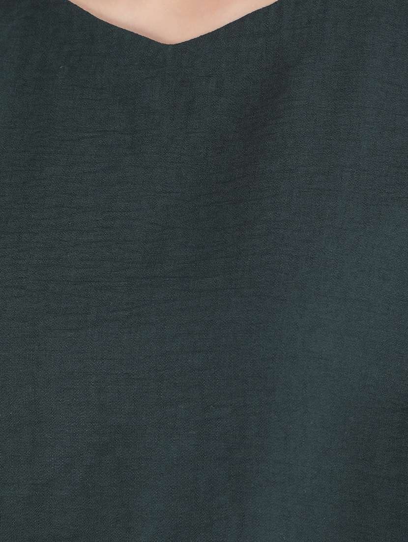 women solid roll up sleeves regular top - 21673414 - Standard Image - 6