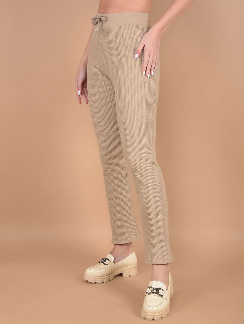 women solid high rise track pant - 21673417 -  Standard Image - 1