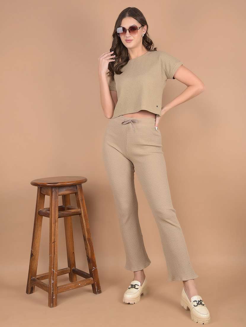 women solid high rise track pant - 21673417 -  Standard Image - 4