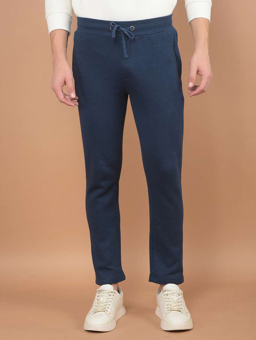 men solid mid rise track pant