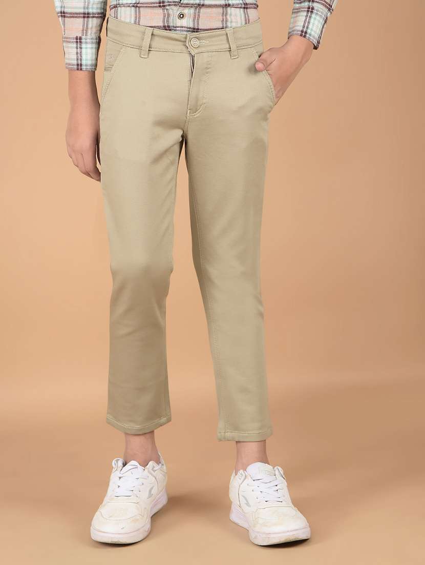 boys solid ankle length chinos trouser