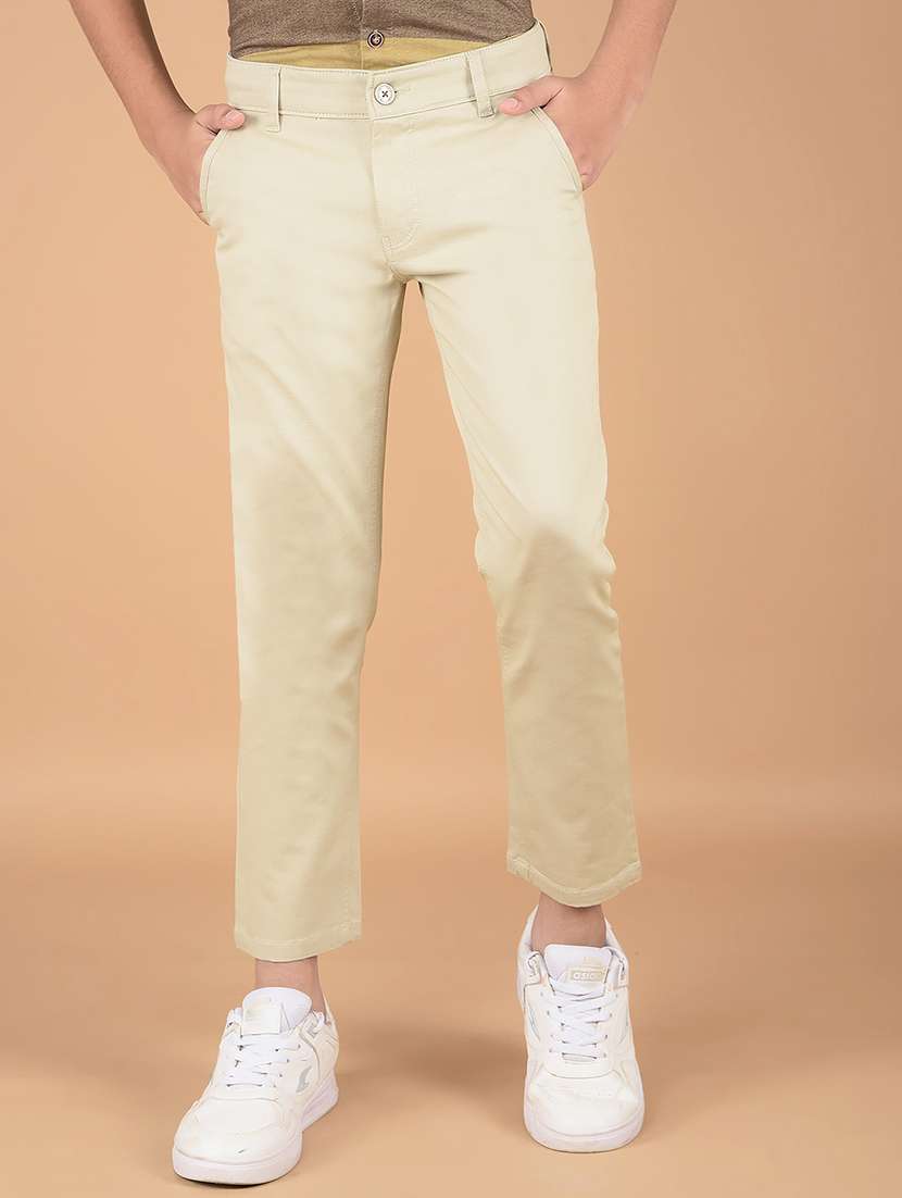 boys solid ankle length chinos trouser