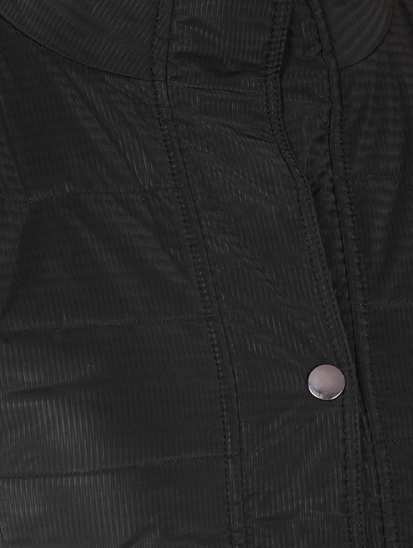 women black solid long sleeve quilted jacket - 21673439 - Standard Image - 6