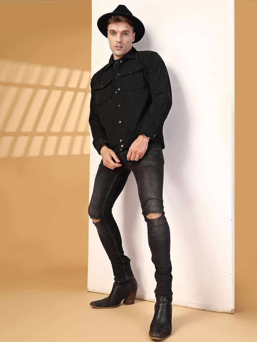 men solid collared long sleeves casual jacket - 21673675 -  Standard Image - 4