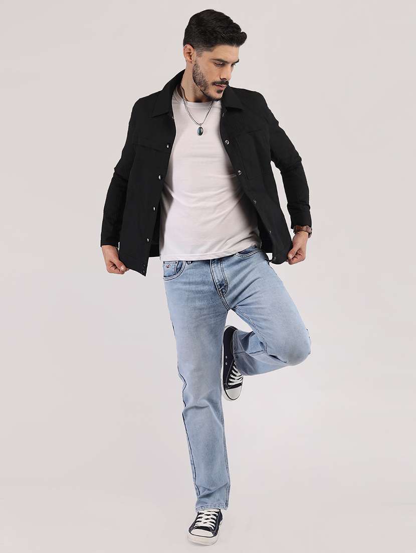 men solid collared long sleeves casual jacket - 21673688 - Standard Image - 4