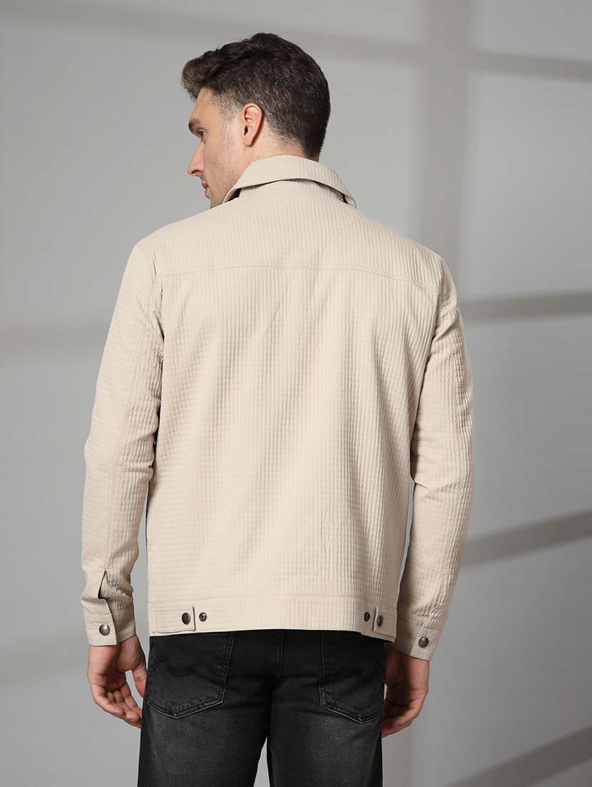 men solid collared long sleeves casual jacket - 21673690 - Standard Image - 4
